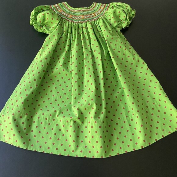 Rosalina Green and Red Smocked Dress - Picture 1 of 7